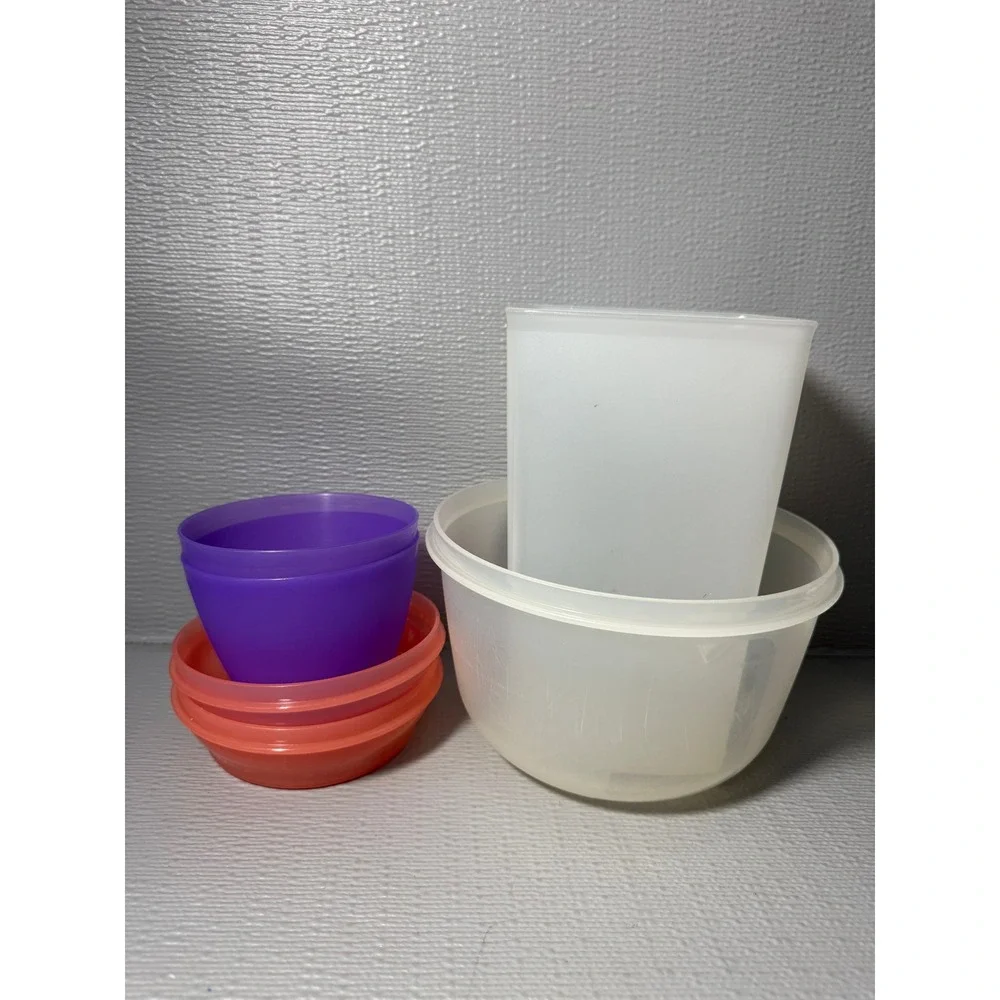 Vintage Tupperware Mixed Lot 6 Piece Set Purple Coral Frosted Clear No Lids